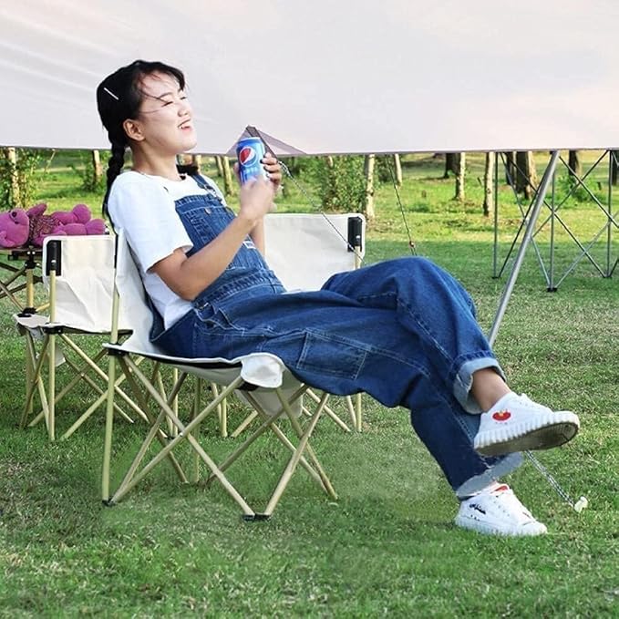 Folding Sling Back Portable Chair for Camping Outdoor Events BBQs Beaches &amp Picnics – Sturdy Frame Storage Bag 130-140kg Capacity