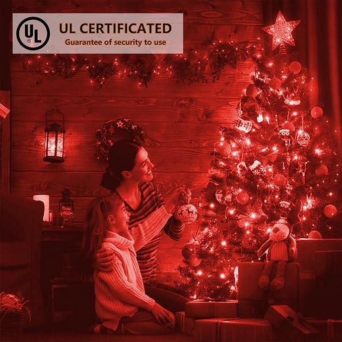 50ft 100 Counts Red LED Christmas Lights Outdoor- Commercial Grade Outdoor Waterproof Red Halloween Lights 5mm Wide Angle Green Wire Xmas Lights IP:65 UL