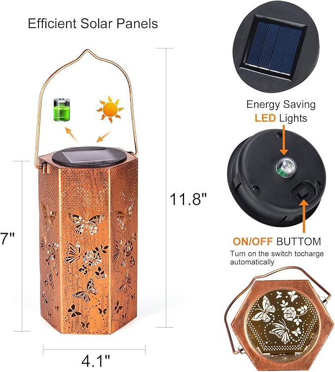 Butterfly Solar Lights Outdoor -Mothers Day Gifts for Mom Grandma Birthday Gifts for Women Butterflies Solar Lanterns Outdoor Waterproof Garden Decoration for Outside