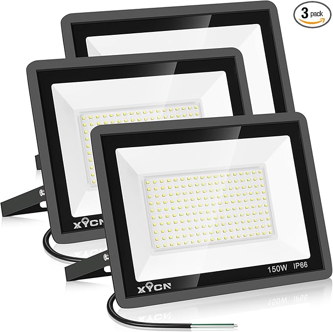 3 Pack 150W LED Flood Light OutdoorSuper Bright Security Light15500LM IP66 Waterproof Floodlight5000K Daylight LED Exterior for Basketball Court Stadium Playground