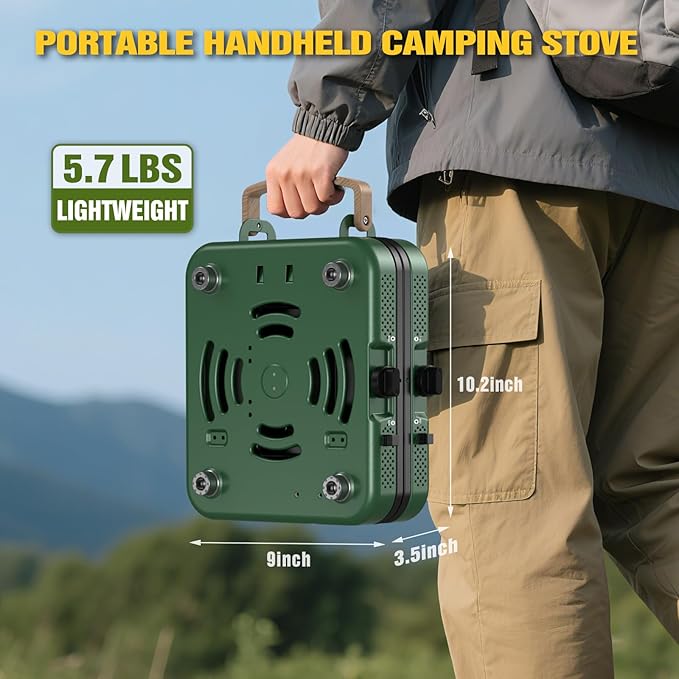 2 Burner Camping Stove 20000 BTU Propane Camp Stove Portable Folding Gas Travel Stove Camping Essentials Gears Includes GrillCarrying Bag Adjustable Burners &amp Piezo Ignition for TailgatingBBQ