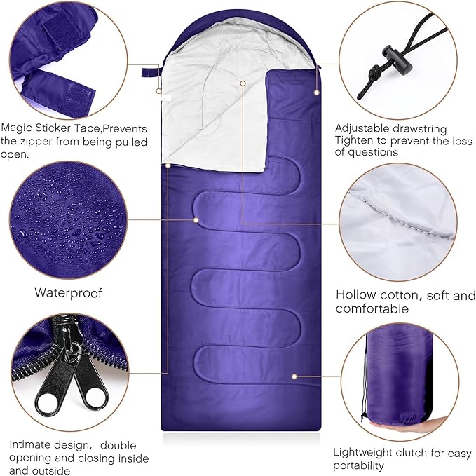 Tranqun 5 Packs Sleeping Bags for Homeless 5 Winter Beanies 5 Gloves Adults 0 Degree Camping Sleeping Bag Waterproof Lightweight for Donation Shelter