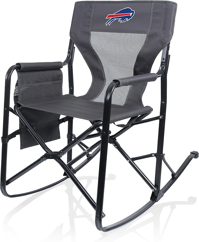 Picnic TIME NFL Woodland Rocking Camping Chair with Storage Caddy Camp Chair for Adults