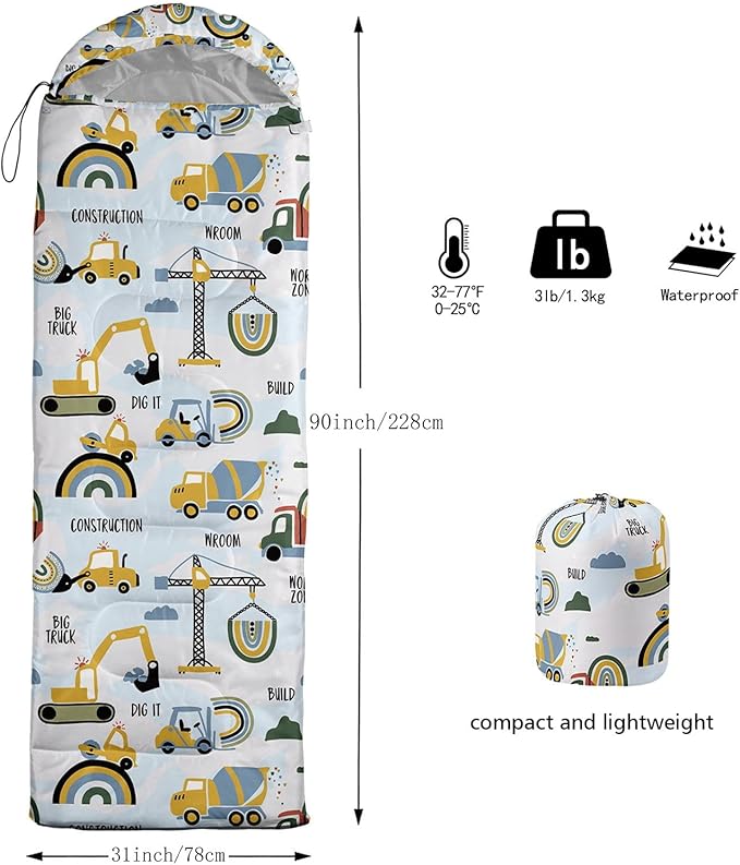 Kids Sleeping Bag for Boys GirlsBlue Ripples Print-Lightweight Warm Portable Outdoor Indoor-Waterproof Cold Weather Resistant Sleeping Bag for Camping Hiking