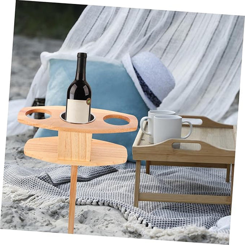 1pc Portable Folding Wine Table Lightweight Outdoor Wine Table for Beach Picnic and Backpack Suitcase