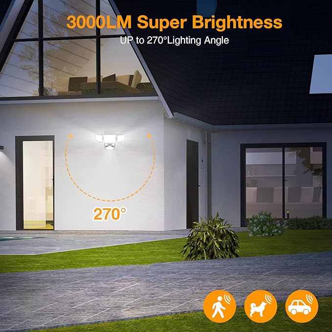 Onforu 3000LM Solar Lights Outdoor 4 Heads Solar Security Lights with Remote Control 180 LEDs IP65 Waterproof Motion Sensor Lights 3 Modes Flood Lights for Wall Porch Yard Outside 3 Pack