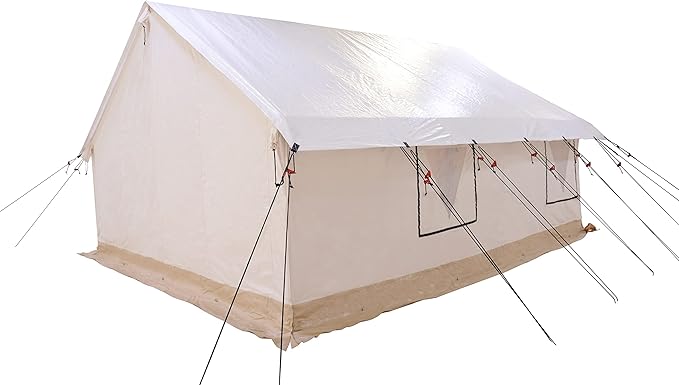 WHITEDUCK Flysheet for Alpha Wall Tent Guy Ropes D-Ring Metal Runner &amp Stakes Included for Hunting Family Camping &amp Outdoor Activities