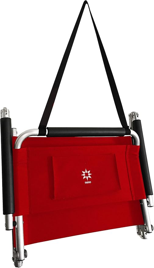Neso Beach Chairs - Lightweight Portable and Foldable Recliner Beach Chairs for Park Camping and Outdoor Adventures - with Slip Pockets and Shoulder Strap - 2 Pack Lehua Red - Regular