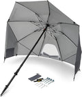 Sport-Brella Fieldedge (Gray) UPF 50+ Sun Protection Umbrella 6-Foot Bi-Fold Canopy with Patented Side Panels Premium Auger Bit and Carry Bag for Outdoor Shade on Beach Grass or Sidelines