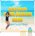 Custom Waterproof Beach Blanket - Personalized Sandproof Beach Mat with Photo Text - 110'' x 118'' Oversized Travel Blanket for Picnic Camping