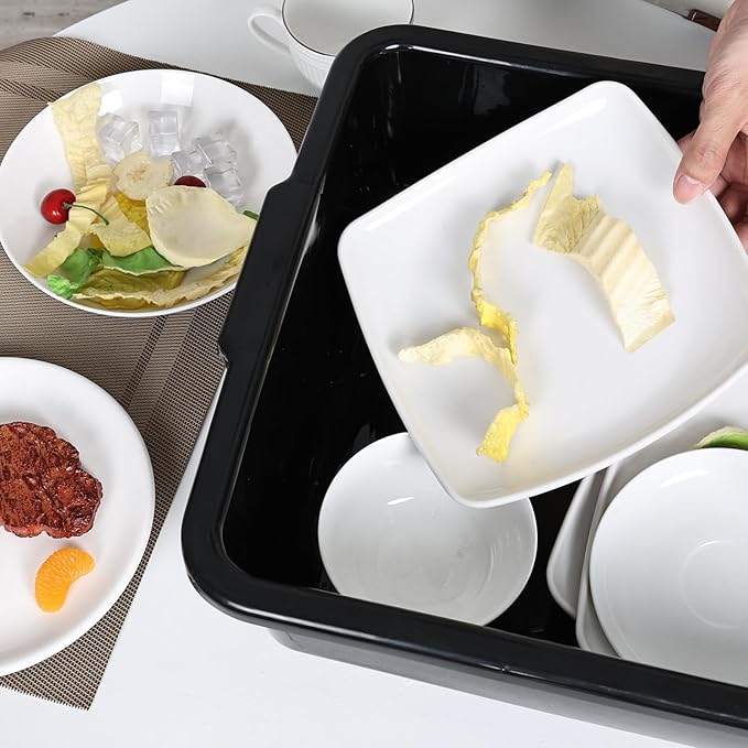 25 L Commercial Bus Boxes 4-Pack Plastic Dish Bus Tub Black