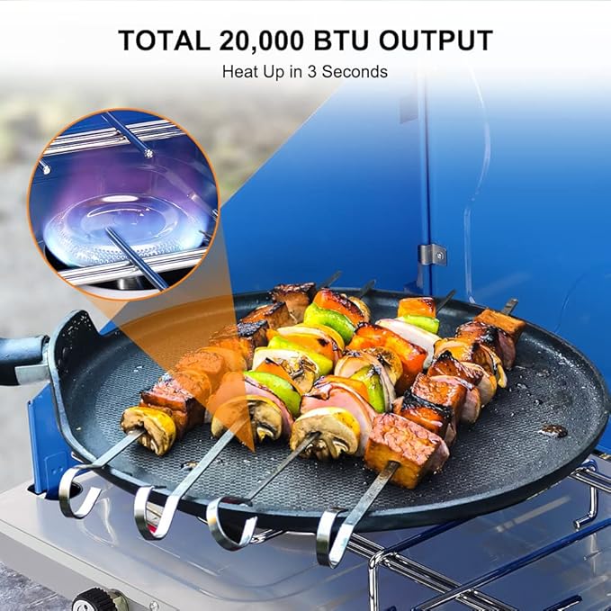 Camplux Propane Camping Stove 20000 BTU Camping Stoves 2 Burners with CSA Certification