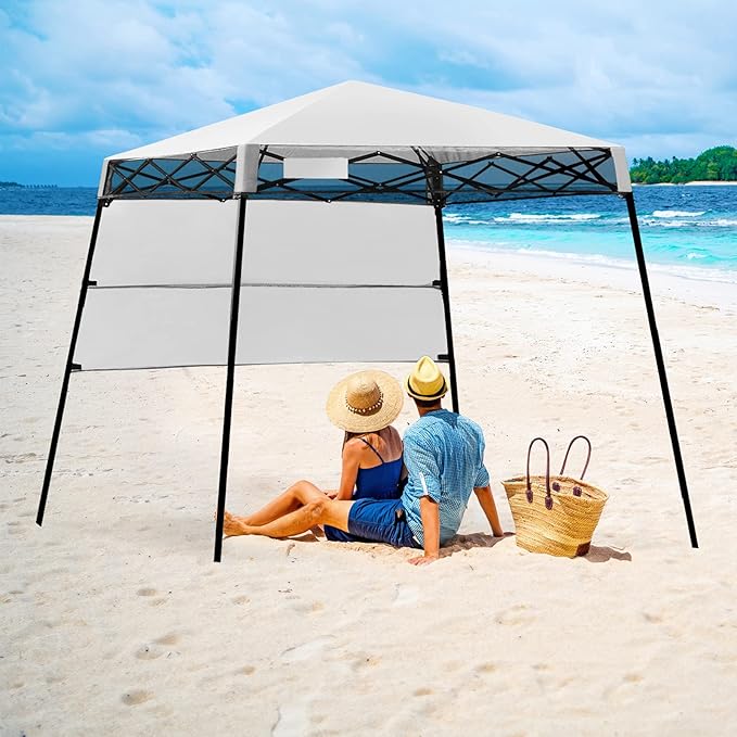 Fireflowery 7’ x 7’ Pop Up Canopy Tent Portable Shelter Canopy w/Backpack Outdoor Instant Canopy Tent Lightweight &amp Compact for Hiking Fishing Camping Picnic (7'x7' Base 6'x6' top)