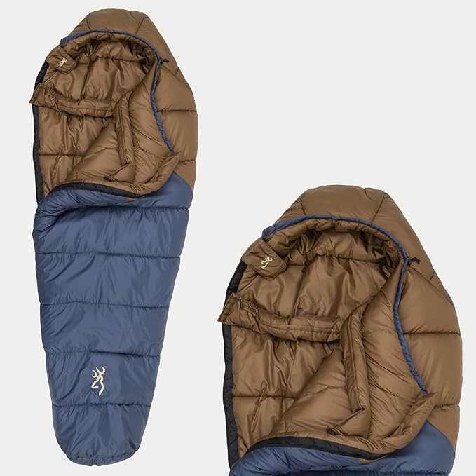 Browning Discover -20° Sleeping Bag – Extreme Cold Weather Mummy Sleeping Bag with TechLoft Silver Insulation Draft Collar &amp Durable Shell for Winter Camping Backpacking &amp Outdoor Adventure