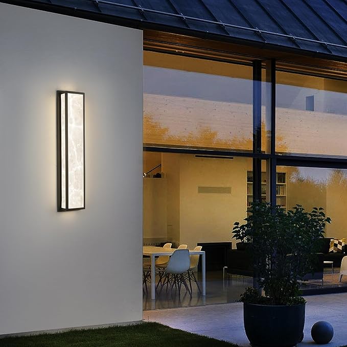 Outdoor Wall Light LED 32W Modern Exterior Wall Sconce with Resin Shade - 32.8in Rectangle Waterproof Porch Lighting Fixture IP65 for GarageFront DoorPatio