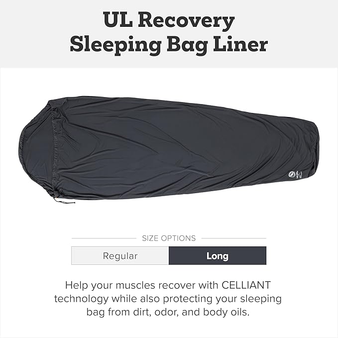 Big Agnes UL Recovery Sleeping Bag Liner - Ultralight Backpacking Gear Celliant Technology Lightweight Compact