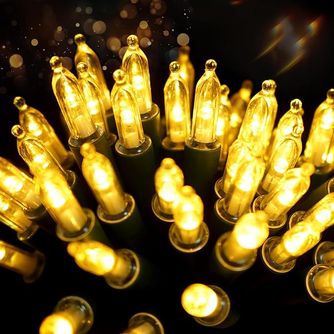 2 Pack 100 LED Outdoor Christmas Lights 35FT Battery Operated Mini String Lights with 8 Modes &amp Timer Xmas Tree Lights Waterproof for Patio Garden Party Wedding Holiday Decor Warm White