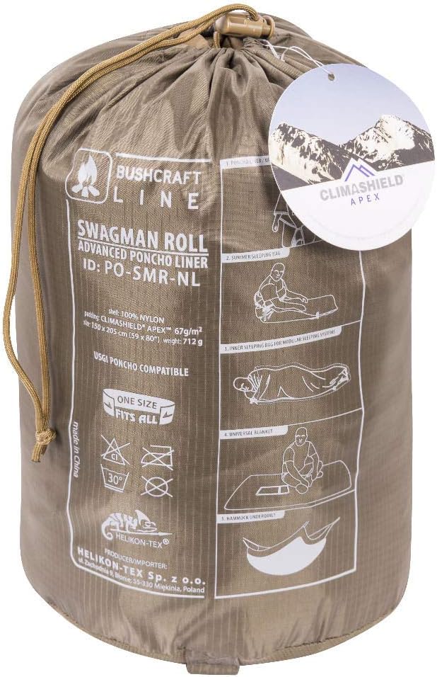 Helikon-Tex Swagman Roll Military Poncho - Multi-purpose Poncho &amp Emergency Poncho - Survival Gear - Woobie Blanket &amp Jacket