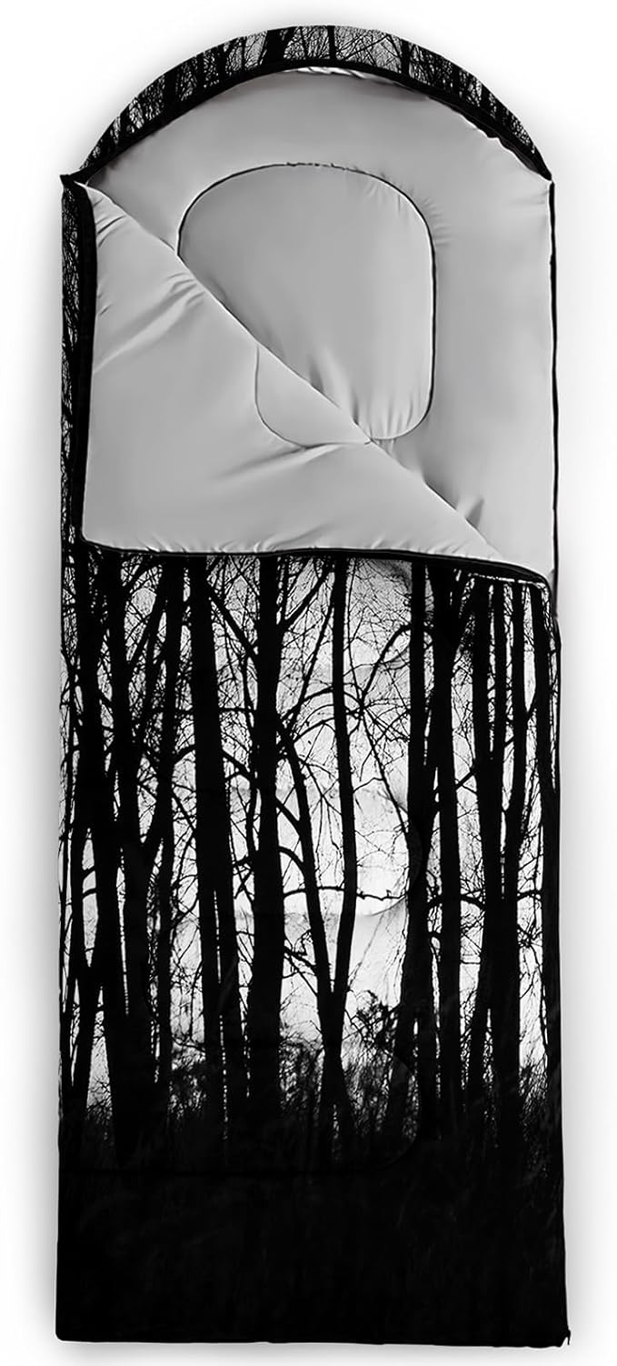 Sleeping Bags for Adults and Kids3D Printing Camping Sleeping Bag for Girls Boys Lightweight Waterproof Cold/Warm 3-SeasonOutdoor Travel with Compression Bags