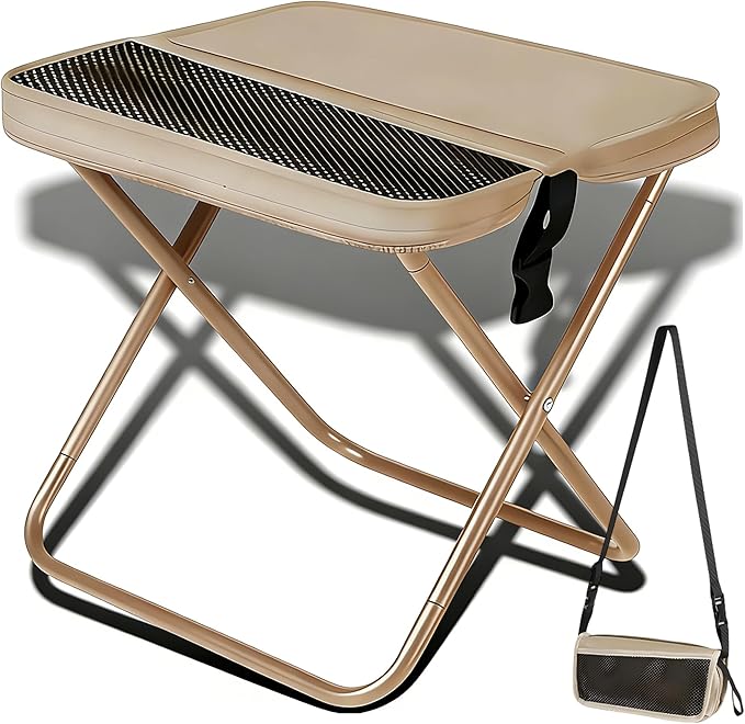 2026 New Large Foldable Backpack Stool for Adults 265lbs Ultralight Portable Backpack Chair with Carry Bag Collapsible Stool for Hiking Camping &amp Fishing (Khaki-1 Large)