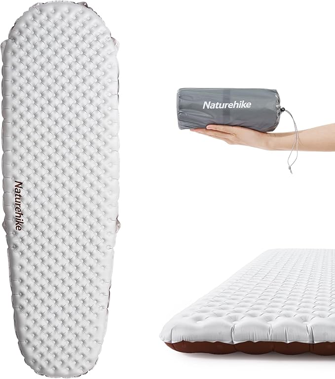 Naturehike Ultralight Insulated Sleeping Pad with R5.8 3.2in Thickened Patchworkable Inflatable Double Sleeping Mat for Camping Hiking Climbing with Inflatable Bag