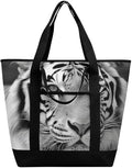 Insulated Shopping BagLarge Reusable Cooler Bags Black White Tiger Printed Foldable Shopping BagTravel Waterproof Shoulder Bag