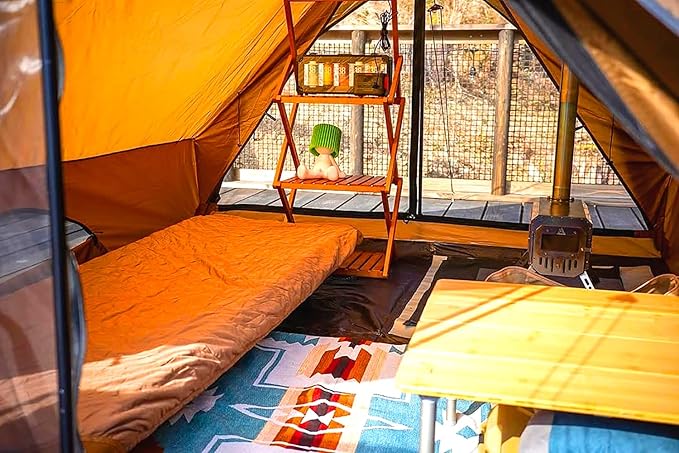 POMOLY Camping Hot Tent Cabin Tent Chalet 70 Pro Portable WallTent with Stove Jack and Two Poles for 2-3 Person Hiking Backpacking
