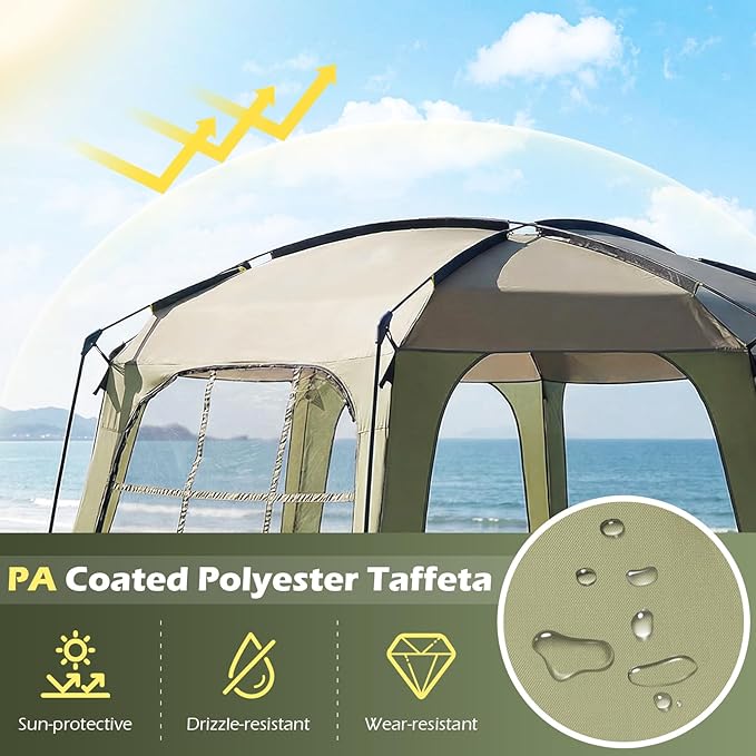 Goplus 12.5 FT X 11.7 FT Mesh Screen Tent 6-8 Person Netted Canopy Tent with Zippered Door &amp Carrying Bag Easy Setup Outdoor Sun Shelter Gazebo for Camping Picnic Backyard