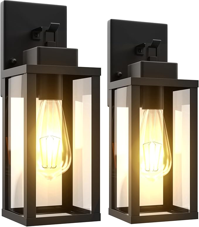 Outdoor Wall Light Fixtures Anti-Rust Porch Lights Outdoor Waterproof Exterior Lighting Fixtures Wall Lantern for Patio Front Door Garage - 2 Pack