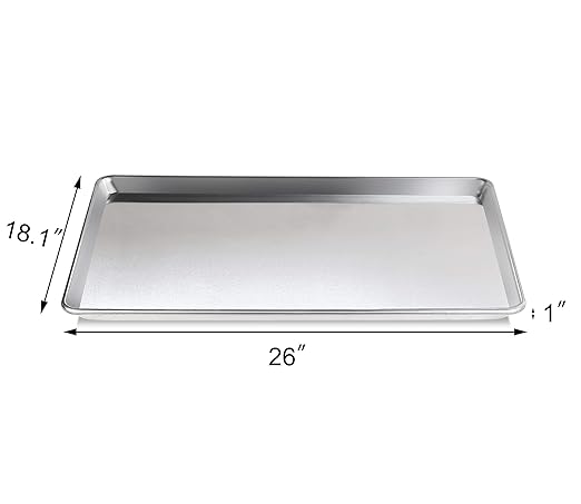 New Star Foodservice Commercial-Grade 18-Gauge Aluminum Sheet Pan/Bun Pan (18 L x26 W x1 H(Full Size) Pack of 12 Measure Oven)