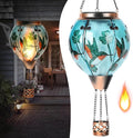 Hot Air Balloon Solar Lantern - Hummingbird Glass Lantern Simulated Flickering &amp Dancing Flame Outdoor Hanging Shamrock Yard Light Waterproof IP65 for Patio Lawn Porch Decor Irish Gift