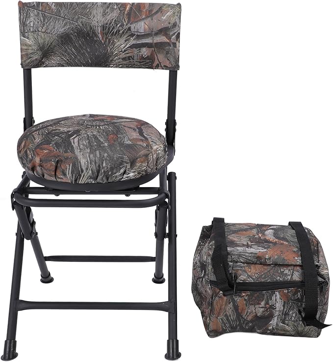 360° Swivel Chairs for Ground Blinds Portable Folding Camping Chairs for Adults Seats with Hard Arms for Fishing Camping 600D Oxford Lawn