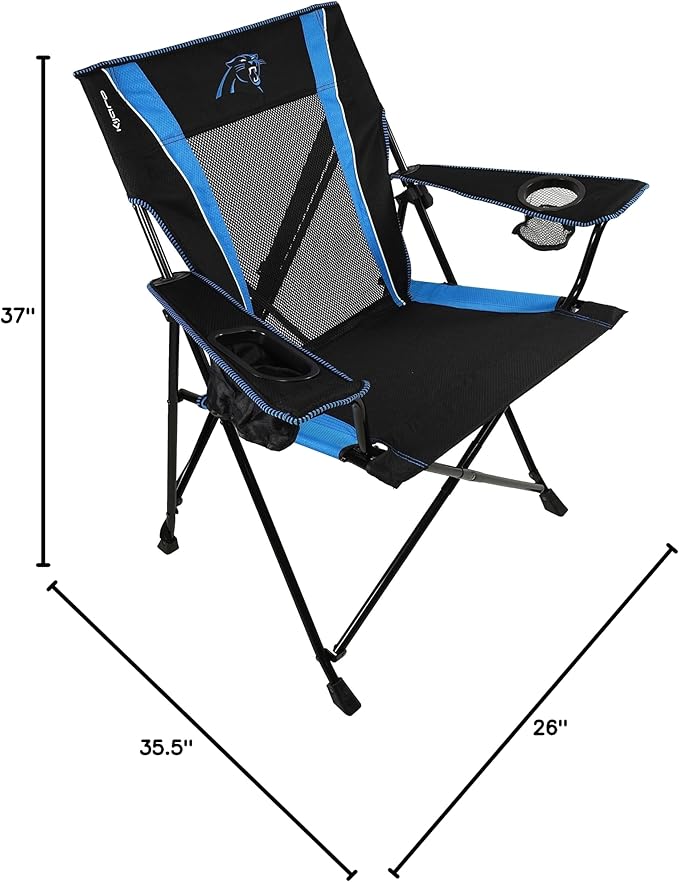 Kijaro Dual Lock Pro Sports Fan Folding Chair 26 L x 35.5 W x 37 H Carolina Panthers