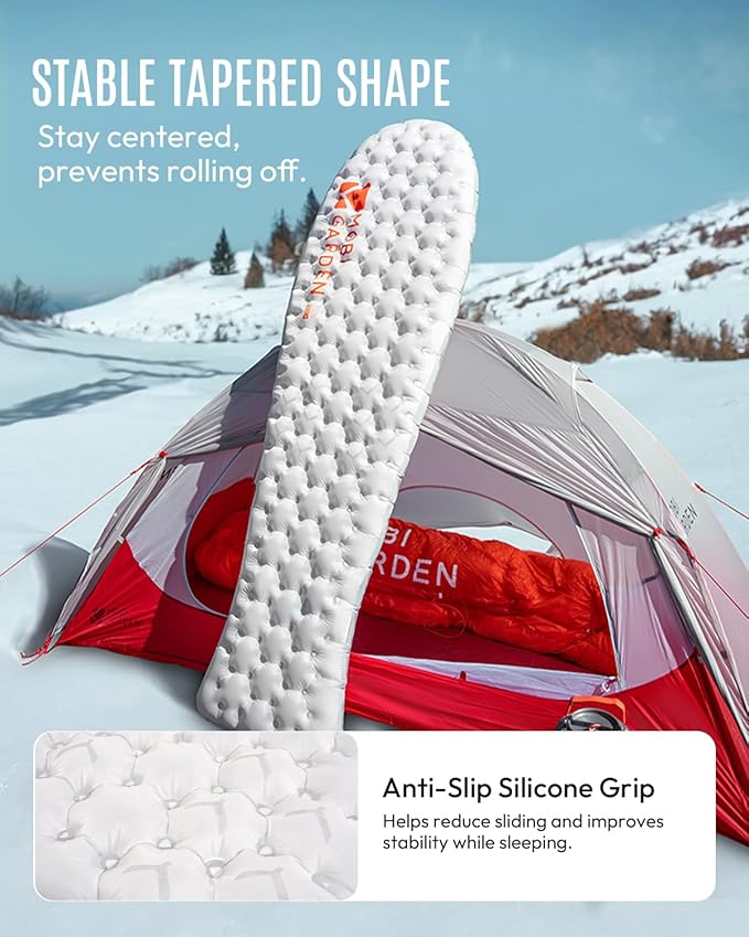Mobi Garden Gennye Pro Ultralight Mummy Sleeping Pad R-Value 8.8 Cold Weather Backpacking Mat Compact Inflatable Air Mattress with Thermal Reflective Tech for Winter Alpinism Noise Reduction Design