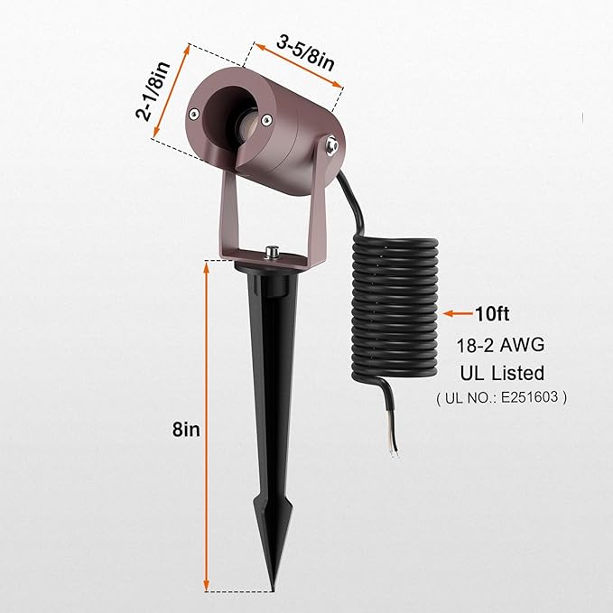 Low Voltage LED Landscape Spotlight 3W 12V AC/DC Outdoor Landscape Spotlights Waterproof for Garden Yard Pathway Up Lighting Heavy Duty Light Fixture 95Ra 3000K Uplighting Outdoor Brown
