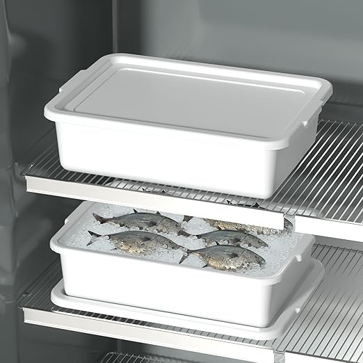 13 L Plastic Commercial Bus Tub with Lid Restaurant Bus Bin White 3 Packs