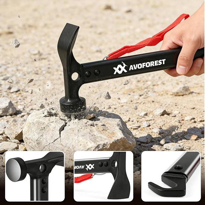 20 Pcs Tent Stakes with Camping HammersAvoforest 7.1 Inch Non-Rust Metal Tent Pegs + Portable Tent Stakes Hammers Ground Stakes and Tent Accessories Camping with Storage BagGardenHiking