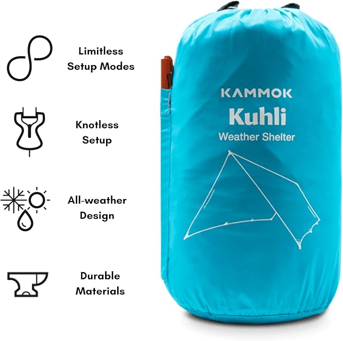 KAMMOK Kuhli: Ground-to-air Weatherproof Protection in The Backcountry. (A high Performance shelter Equipped to Adapt to Varied environments) Ember Orange