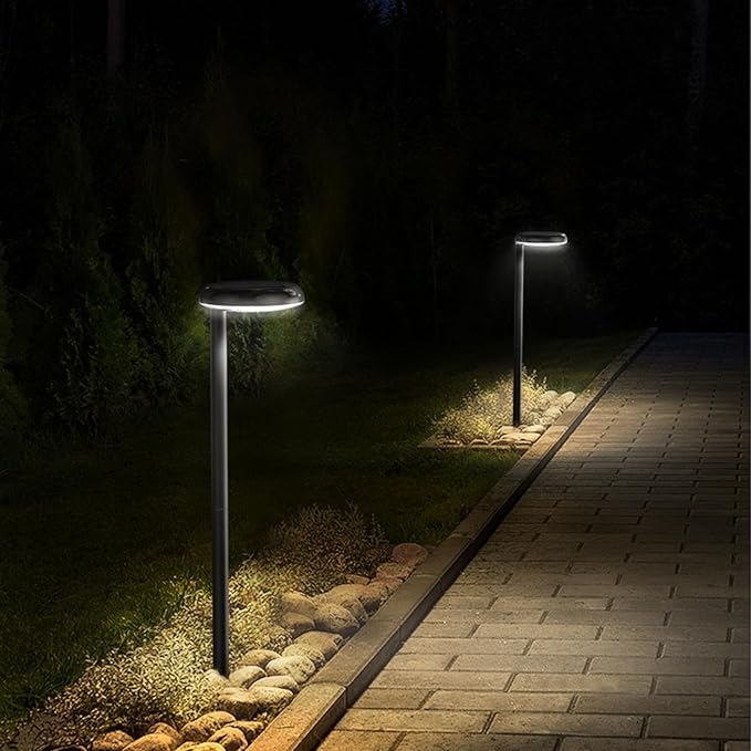 Solar Pathway Lights - Super Bright 300 Lumens with 2-in-1 Warm White &amp Daylight Color Solar Path Lights for Pathway Sidewalk Driveway GardenParterre etcLandscape Lighting (2-Pack)