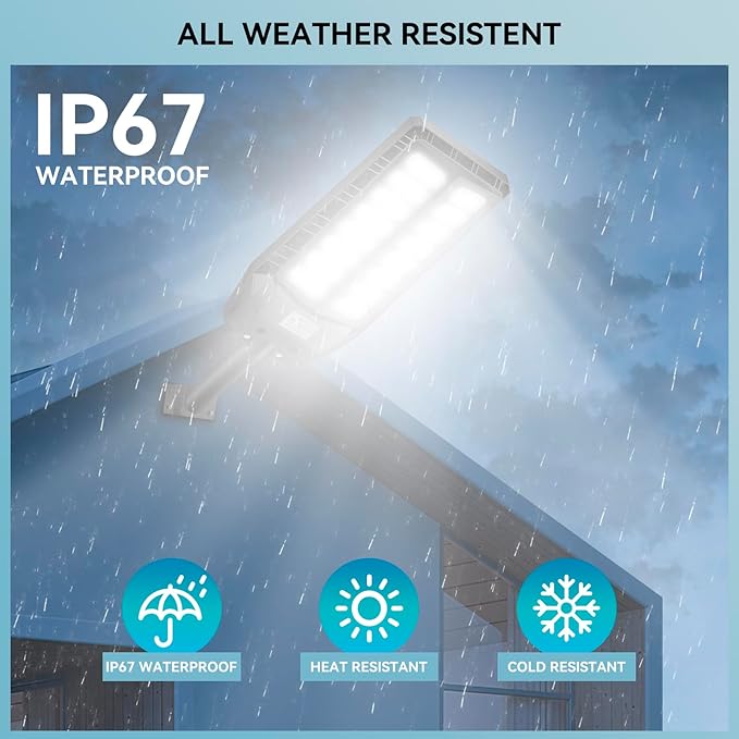 8000W Solar Street Lights Outdoor Solar Lights Outdoor Waterproof with Motion Sensor and Remote Control Parking Lot Light Dusk to Dawn Security Flood Light for Yard Garden 2 Pack