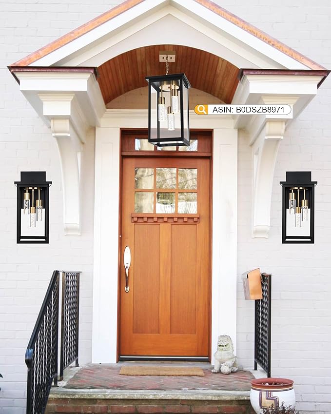 TODOLUZ 2-Packs Large 3-Lights LED Outdoor Wall Light Fixture Dimmable 5CCT Waterproof Exterior Porch Wall Sconce Lighting for Garage Front Door (3000K/3500K/4500K/5000K/6000K)