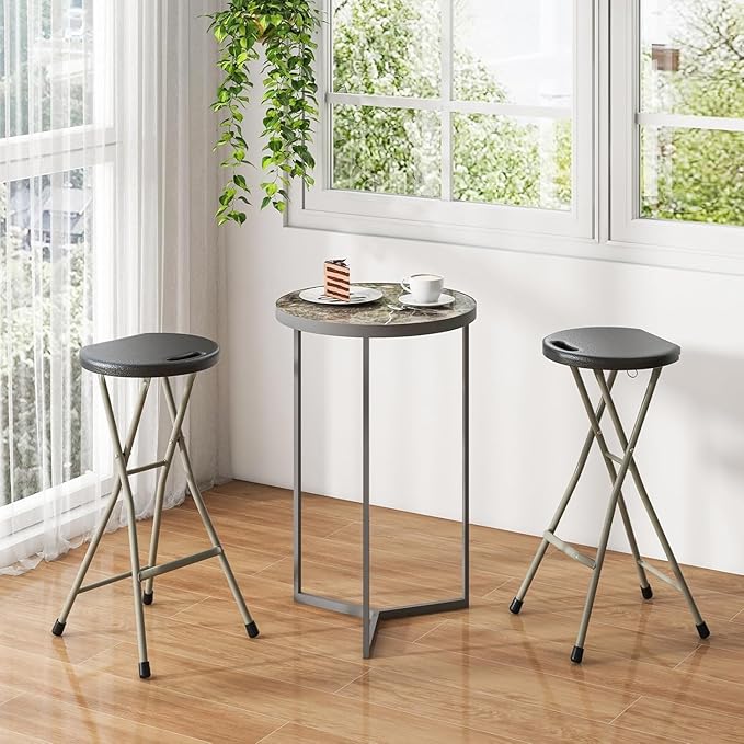 Goplus Folding Stool 3 Pack 28 Inch Foldable Camping Seat for Adults with 550 lb Capacity Portable Plastic Fold up Round Stool with Handle for Fishing Hiking Gardening BBQ