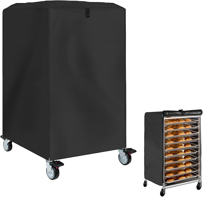 COSHNIBI Pan Bun Rack Cover420D Waterproof and Dust Resistant Bun Rack Cover with Zipper Suitable for Commercial Bread Racks23L x 28W x 32 H-Black