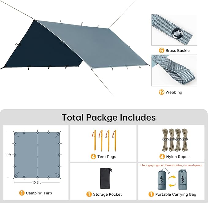Free Soldier Waterproof Portable Tarp Multifunctional Outdoor Camping Traveling Awning Backpacking Tarp shelter Rain Tarp