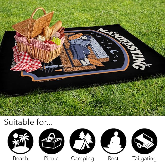 LOGOVISION Steven Rhodes Manafestinga Nap Outdoor Blanket for Picnic Beach Camping Park Tailgate 50x60