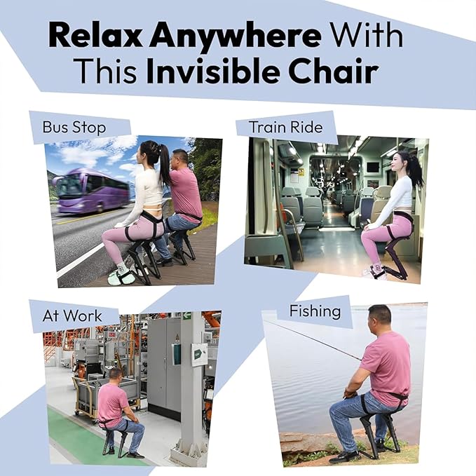 Adjustable Chairless Wearable Invisible Chair Wearable Chair Invisible SeatInvisible Chair Wearable Exoskeleton Human Ergonomics Stool ﻿