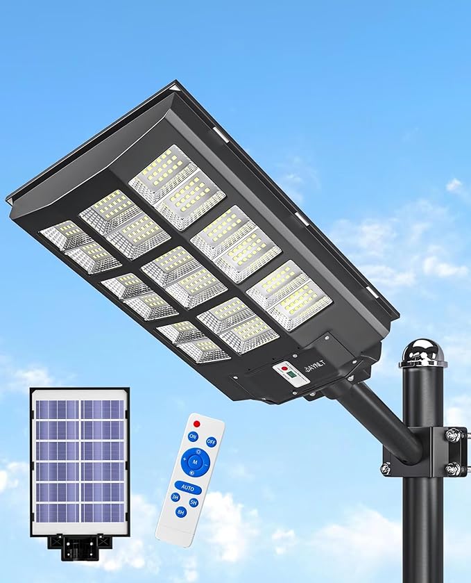 JAYNLT Y-3600W Solar Street Lights Outdoor360000LM 6500K Parking Lot Lights Commercial Waterproof Dusk to Dawn Solar Security Flood Lamps Motion Sensor for DrivewayBasketball Court