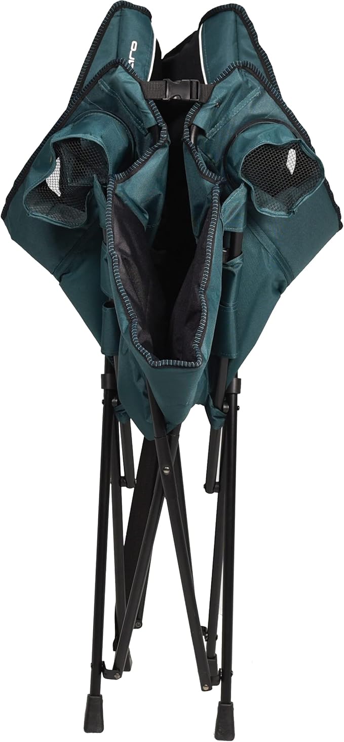 Kijaro Quilted Club Adult Camping Chair Features Comfortable Quilted Polyester Fabric and Built-in Internal Storage Pockets