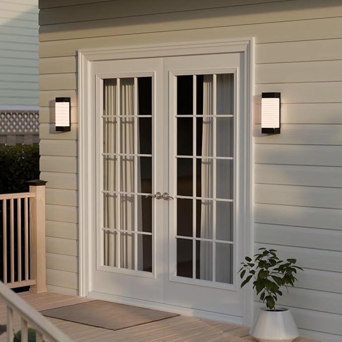 Globe Electric 16W LED Integrated Matte Black Outdoor Wall Sconce with Ribbed Glass