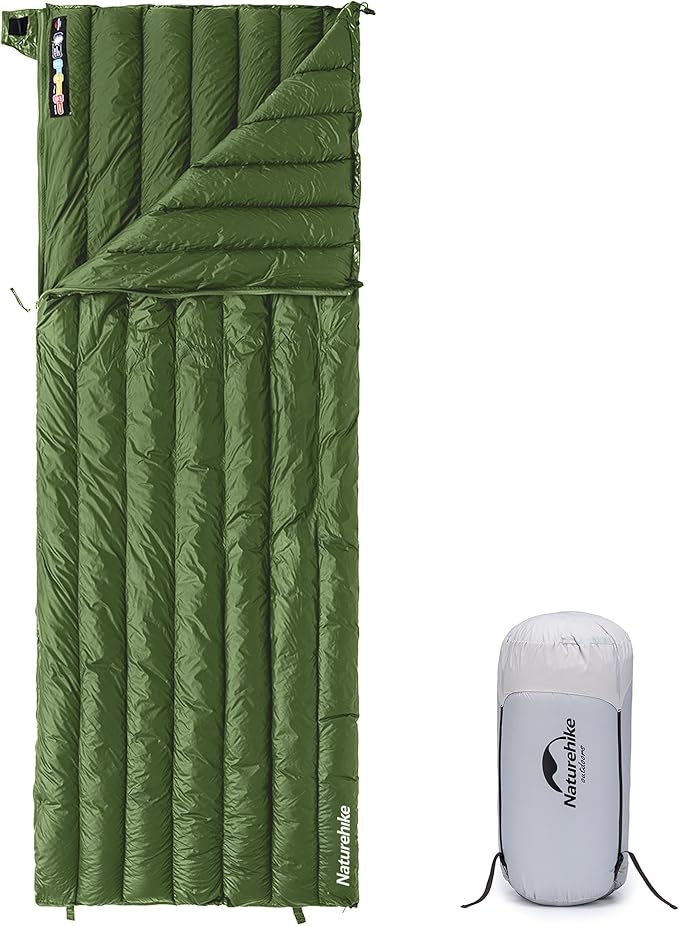 Naturehike Ultralight Backpacking RDS Down Sleeping Bag for Adults 650 Fill Power Sleeping Bag for 42/52℉ 20oz Compact Lightweight Sleeping Bags for Hiking Camping 3 Seasons